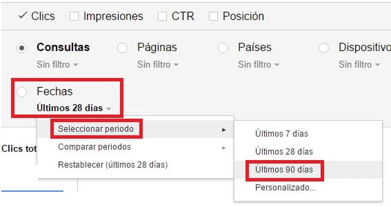 Últimos 90 días Search Console