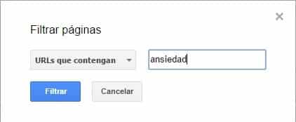 Filtro por URLs de Search Console