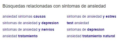 Búsquedas relacionadas en Google para Síntomas de ansiedad