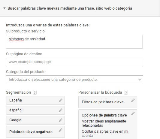 Planificador de Palabras Clave