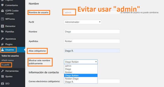 Perfil de Usuario WordPress